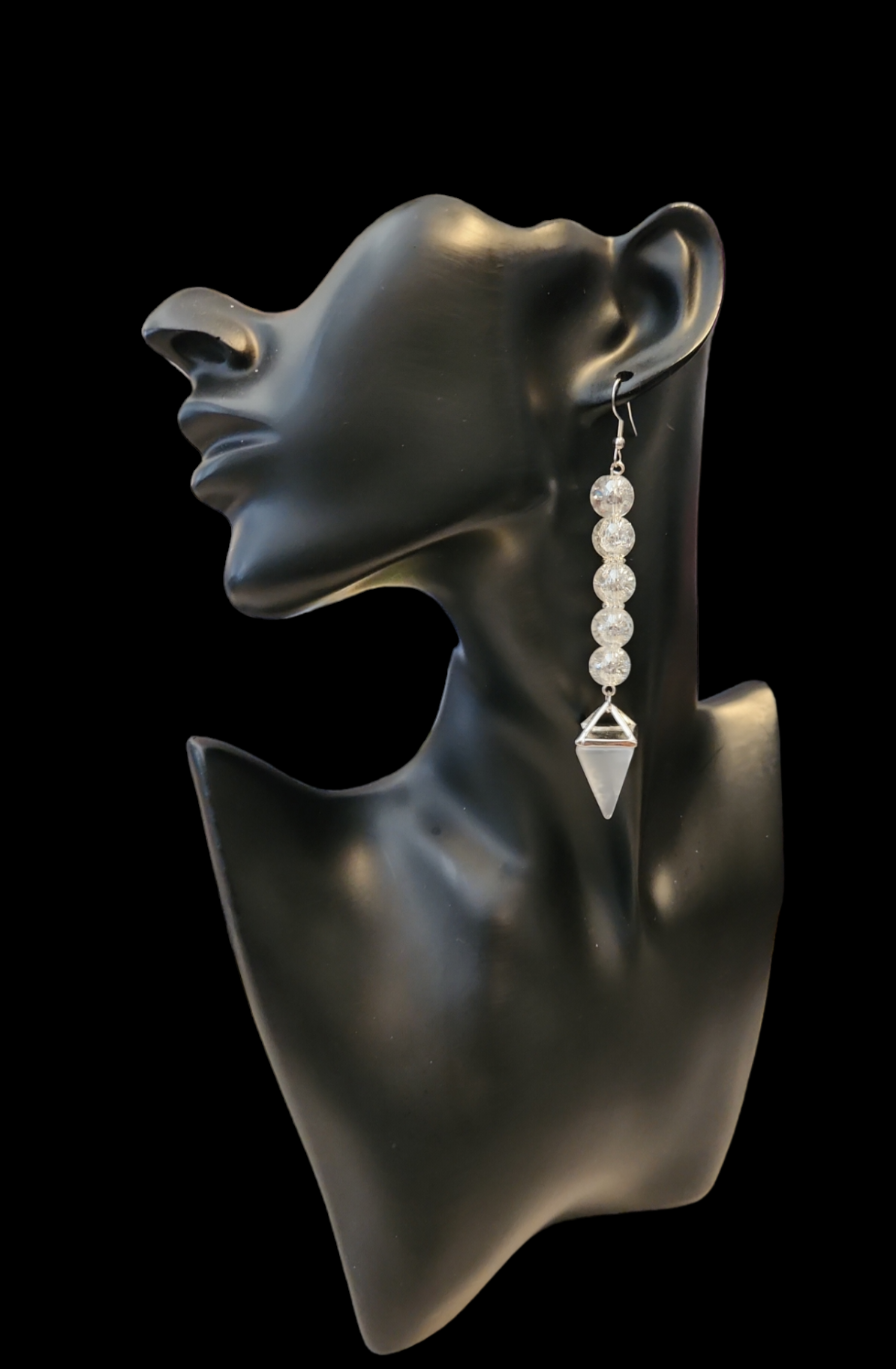 "ON POINTE" Silver tone drop earrings