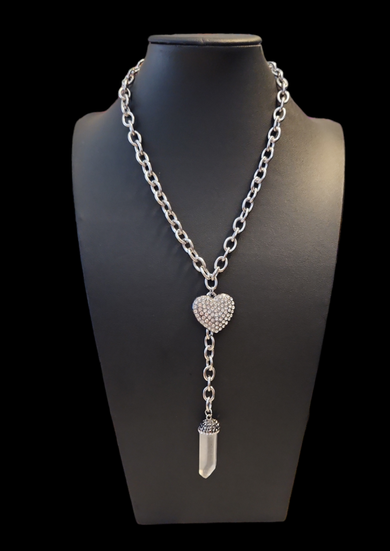 Paved in Diamonds Clear Quartz Necklace