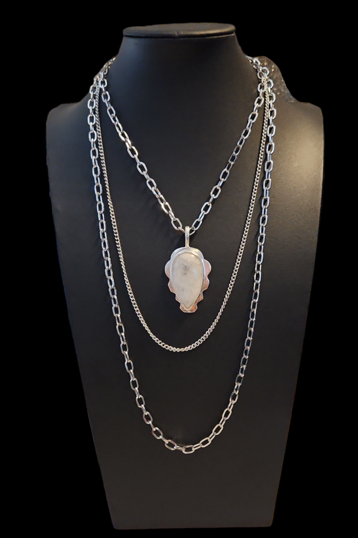 Moonstone 3 Chain Necklace