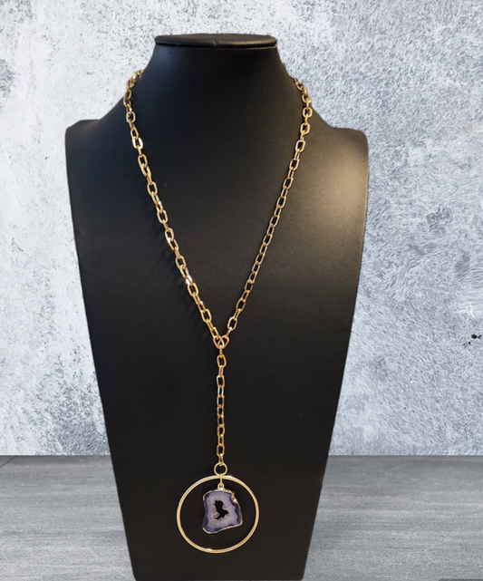 Purple Agate Geode Necklace