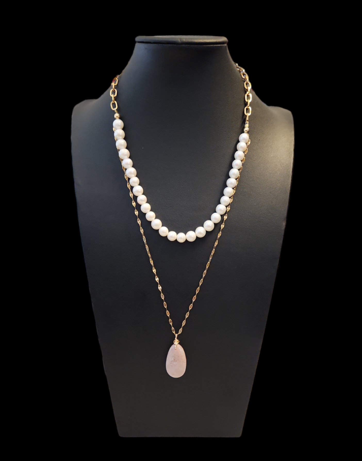 Fresh Water Pearl & Sunstone Necklace