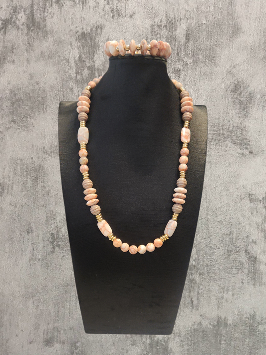 Pink Web Jasper Necklace set