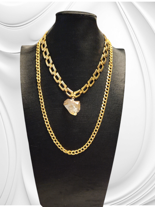 Citrine Double Chian Choker necklace