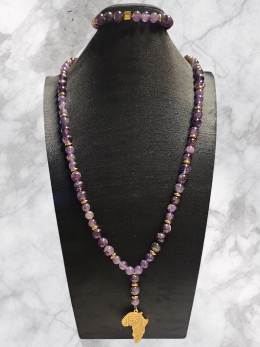Africa & Omega Amethyst Necklace set