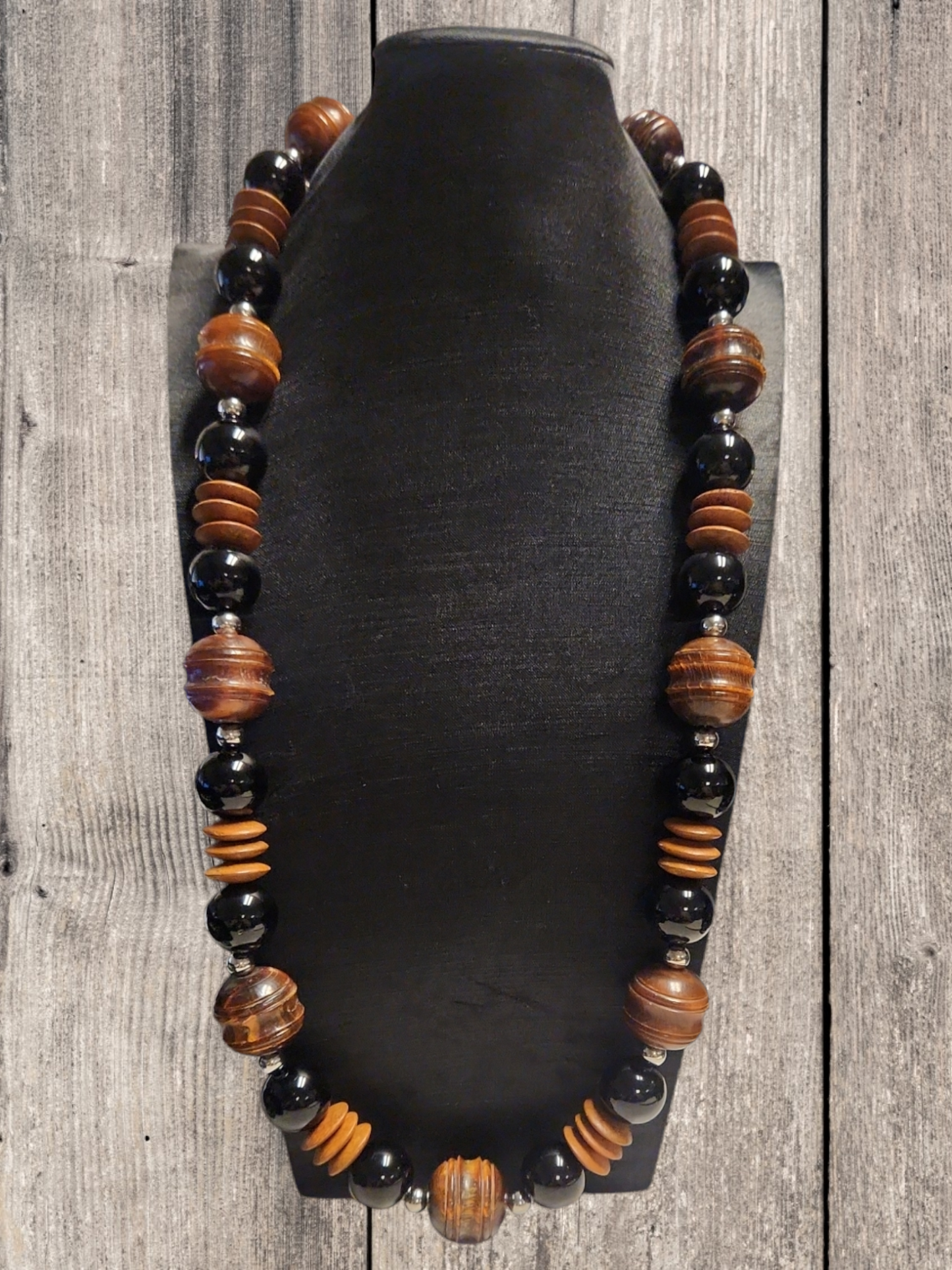 Smooth Cognac & Onyx Necklace