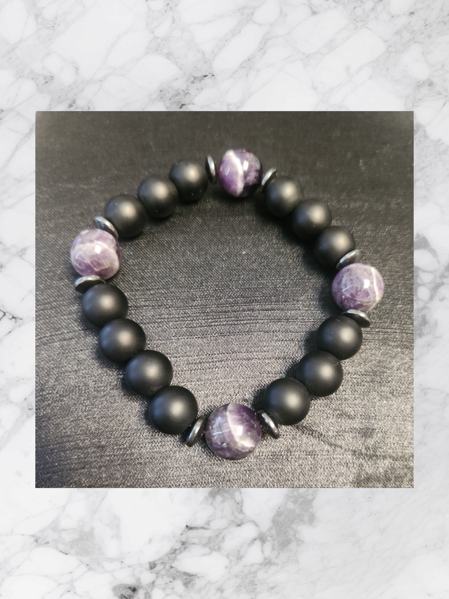 Amethyst & Matte Onyx necklace set