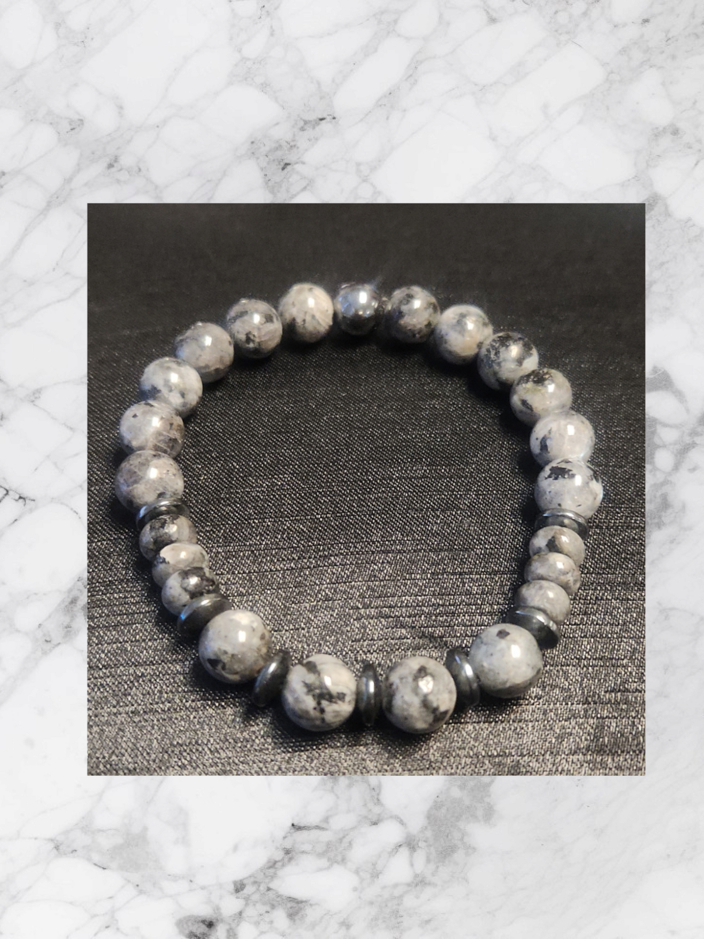 Larvikite Hematite Lion Head Necklace set