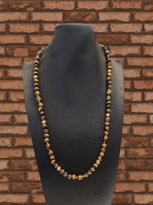 Tiger's eye necklace with gold accents