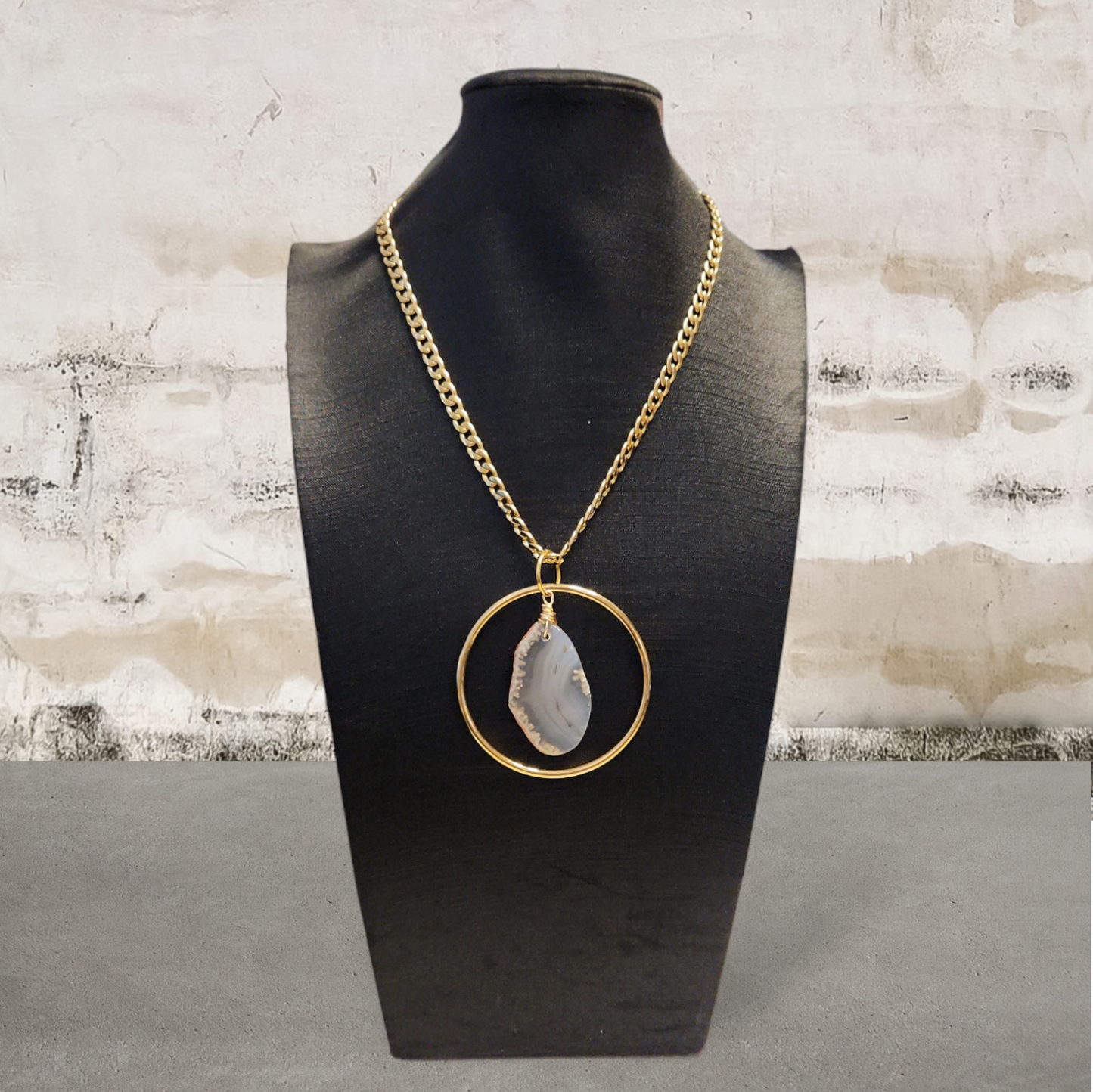Grey Agate Slice Necklace