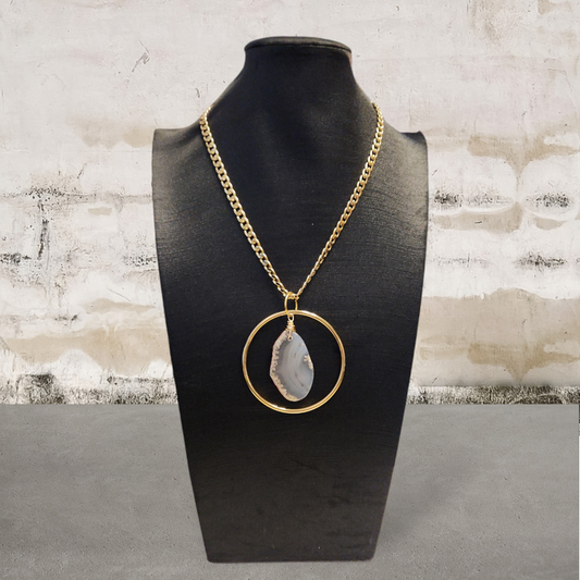 Grey Agate Slice Necklace