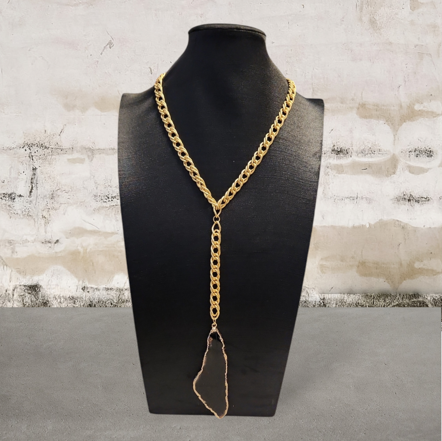 Black Agate "Y" necklace