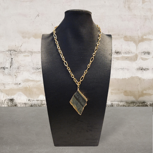 Blue Tiger's eye slice Necklace