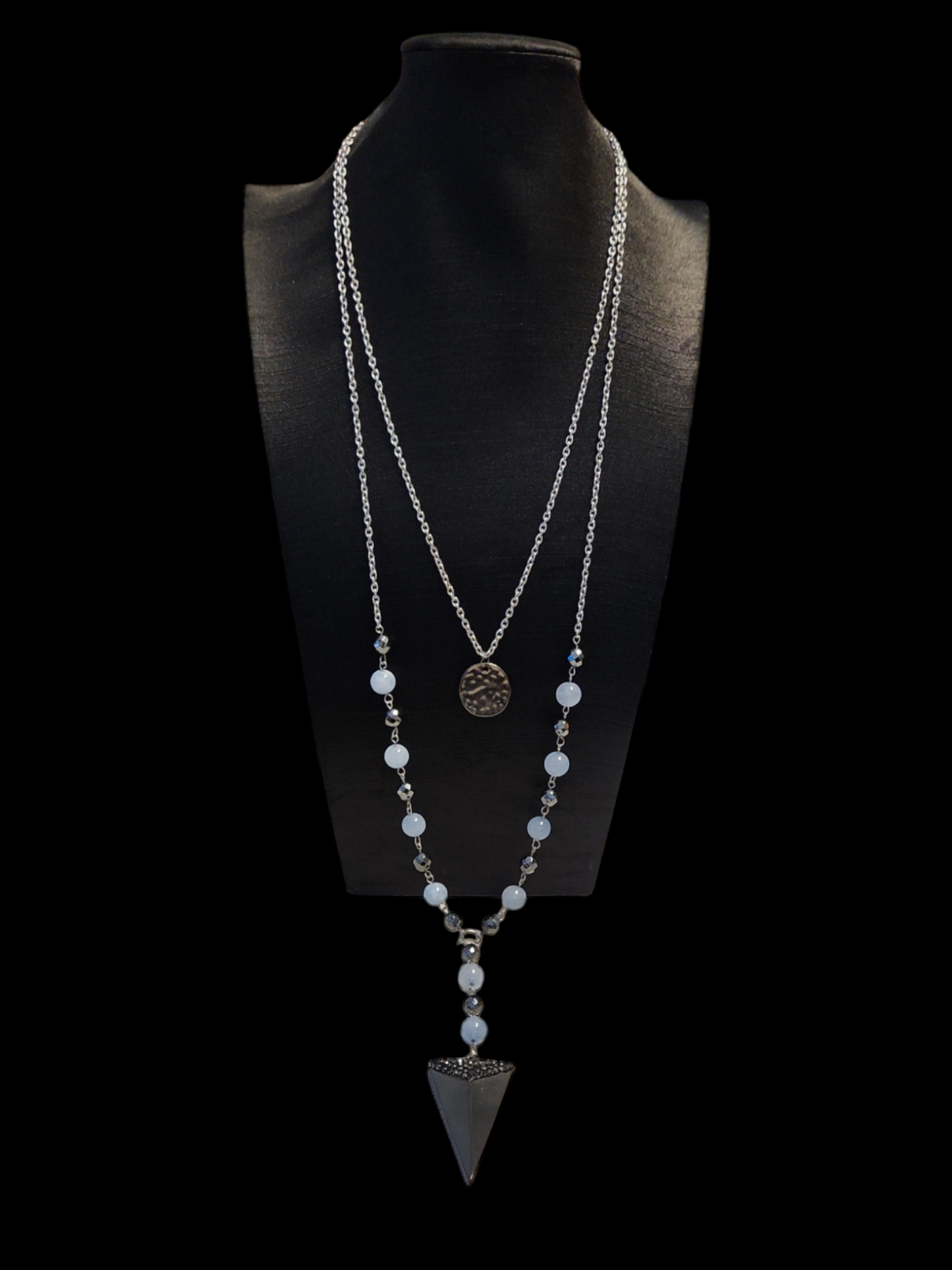 Angelite meets Hematite Arrowhead Necklace