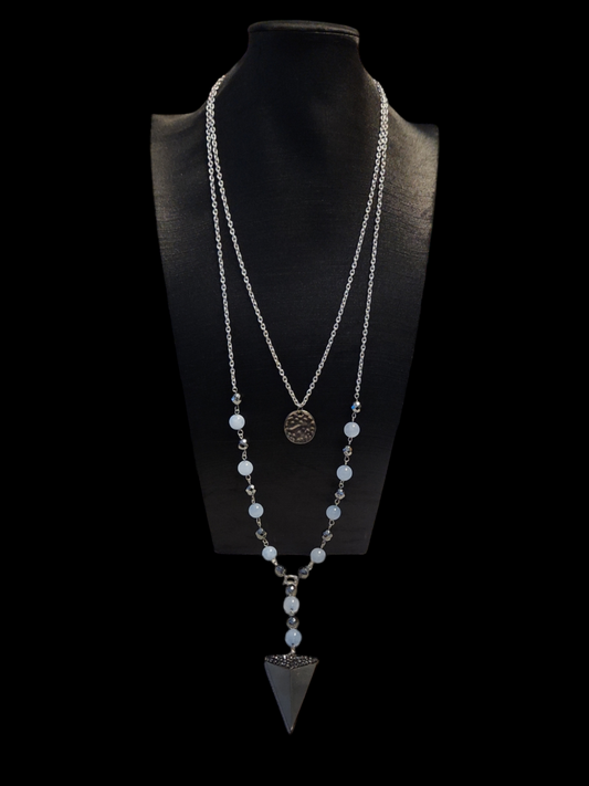Angelite meets Hematite Arrowhead Necklace
