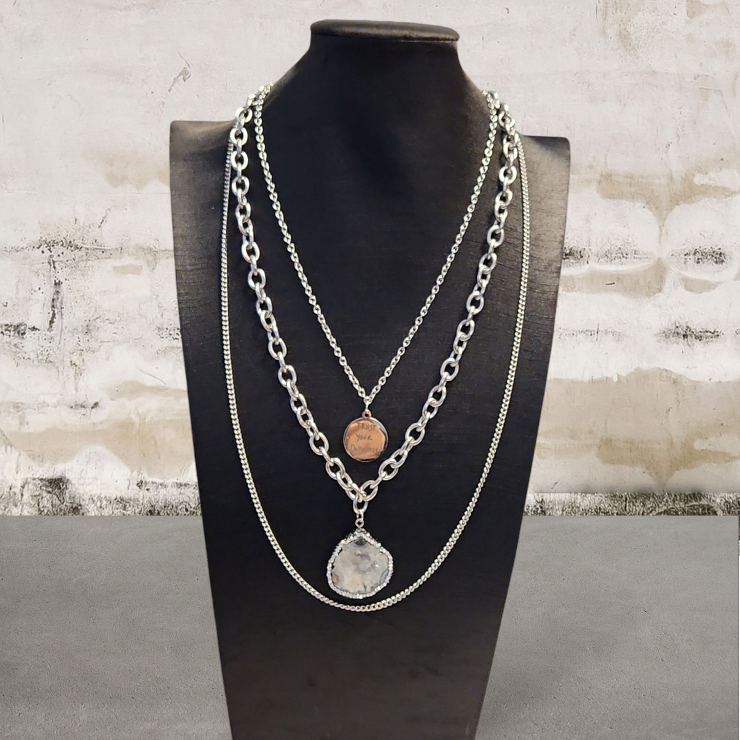 "Trust Your Dopeness" 3 chain necklace