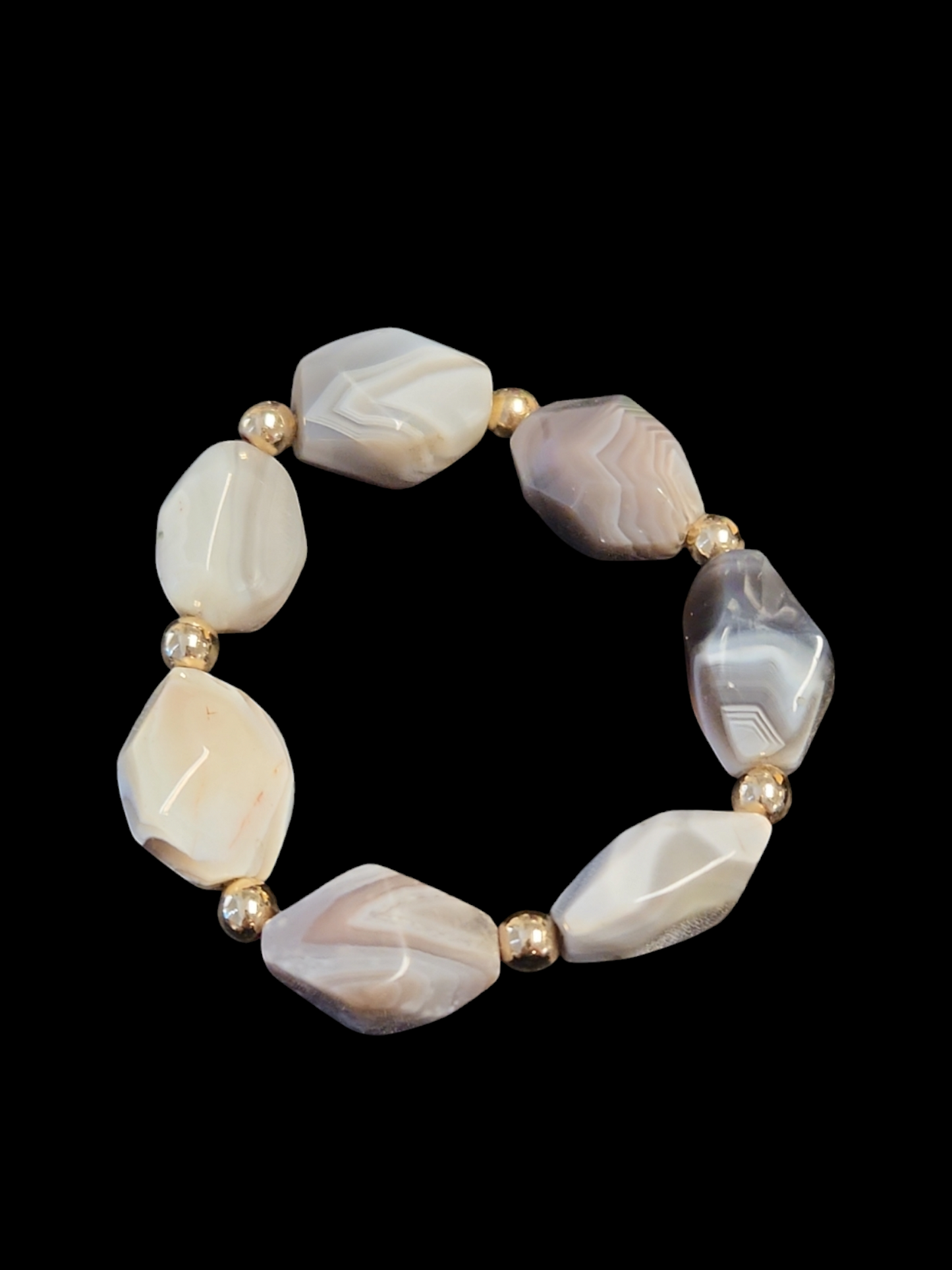 Gray Agate Elephant and Botswana Agate Necklace