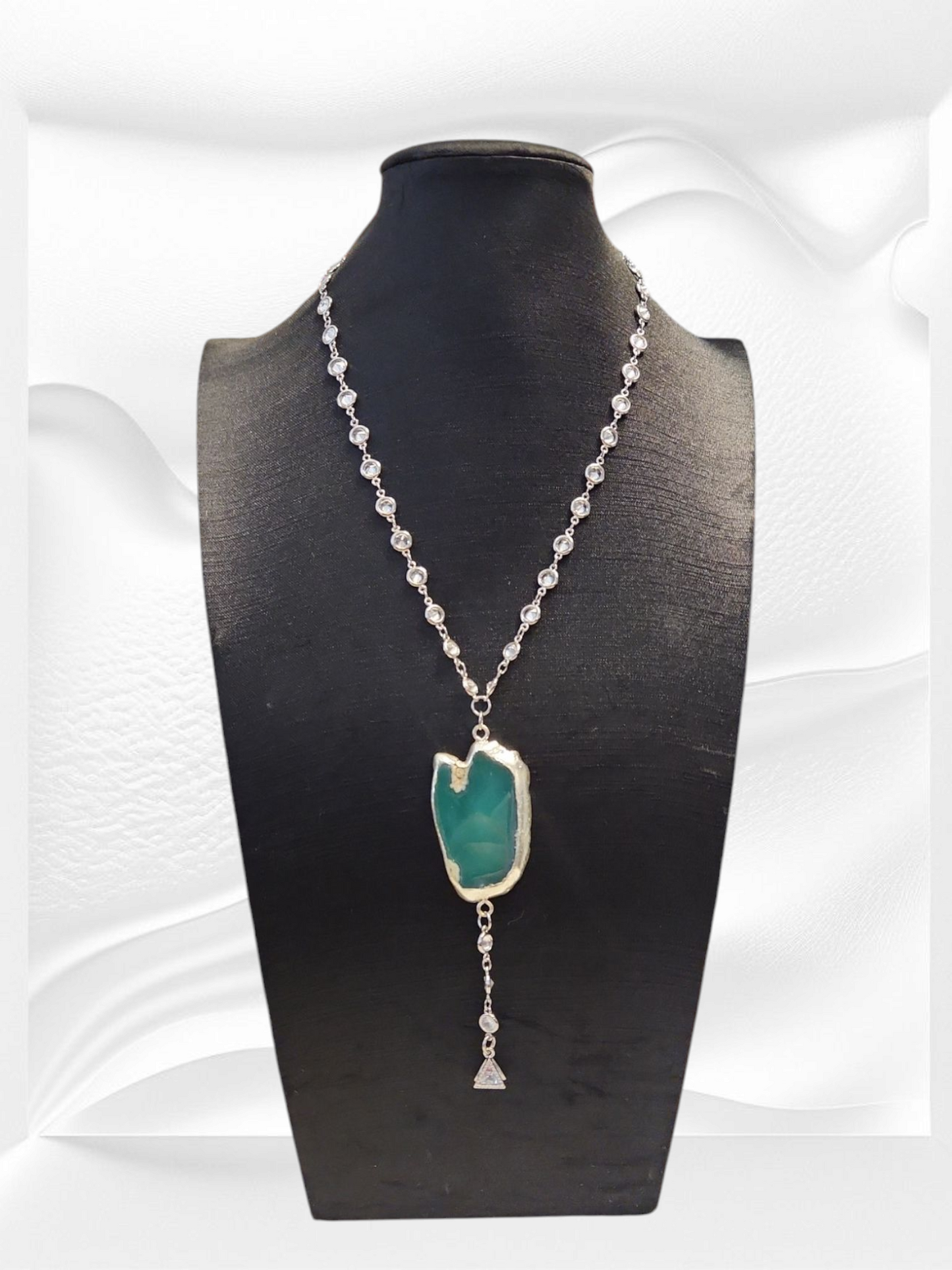 Green Agate Lariat Necklace