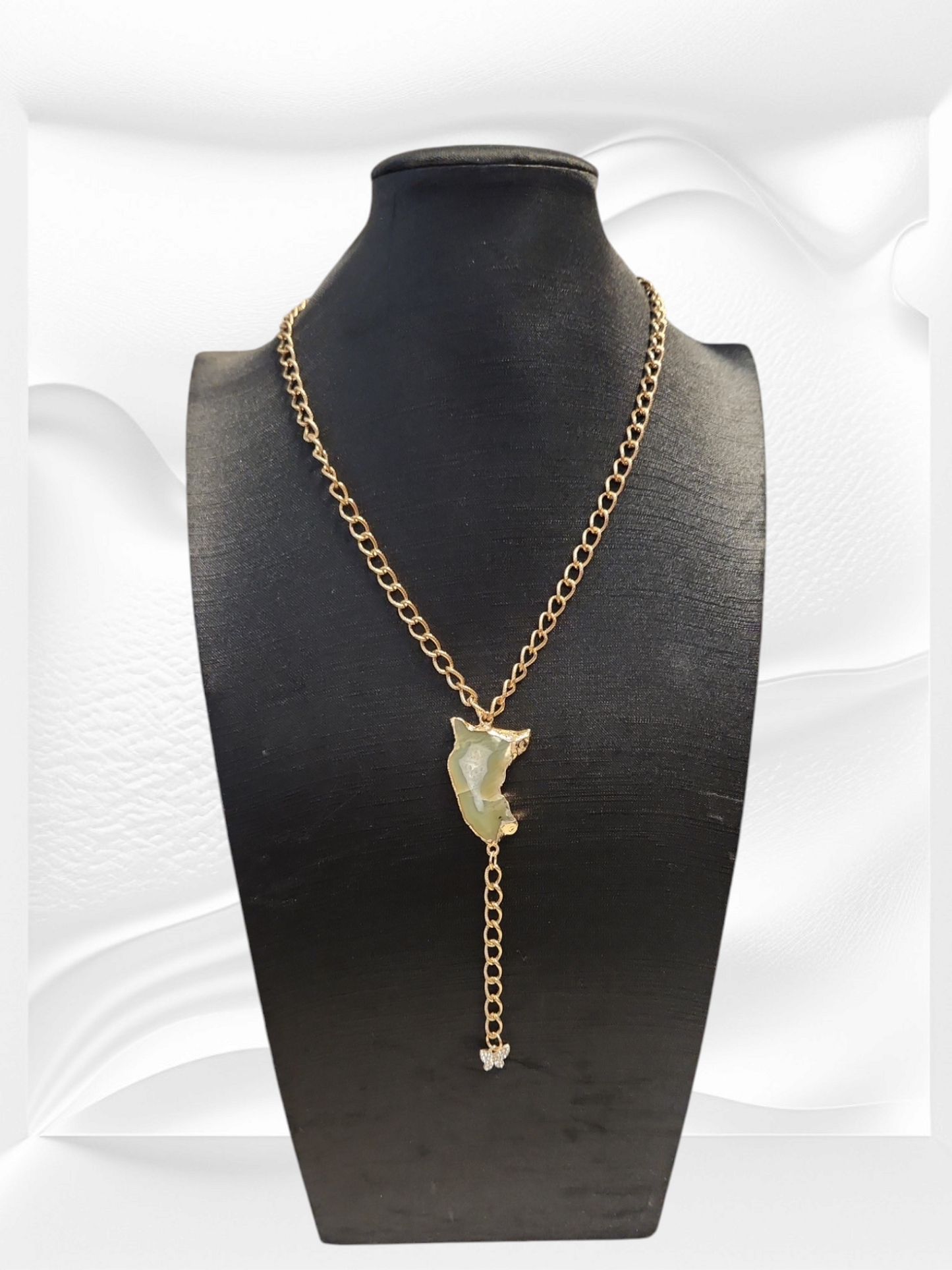 Green Agate Lariat Necklace