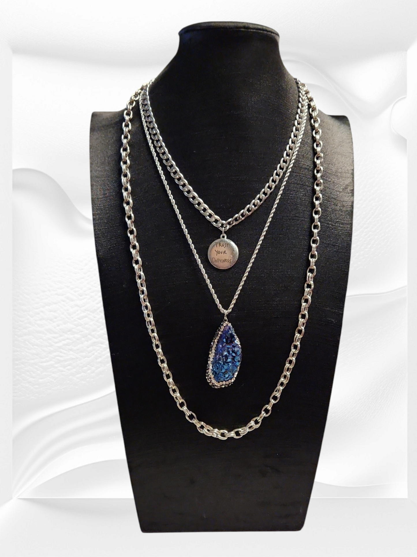 "Trust Your Dopeness" 3 chain necklace
