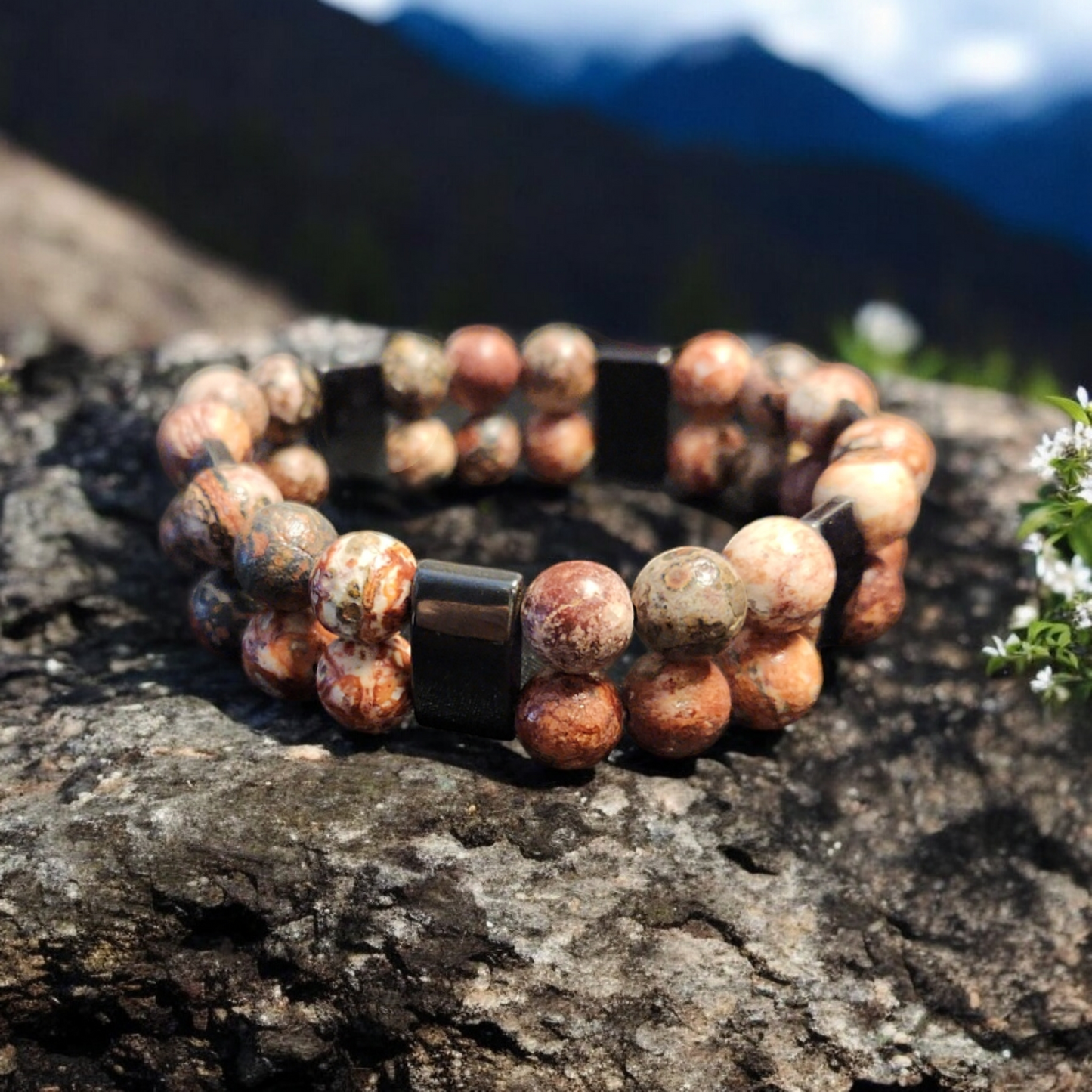 Leopard Skin Jasper Double Stack Bracelets