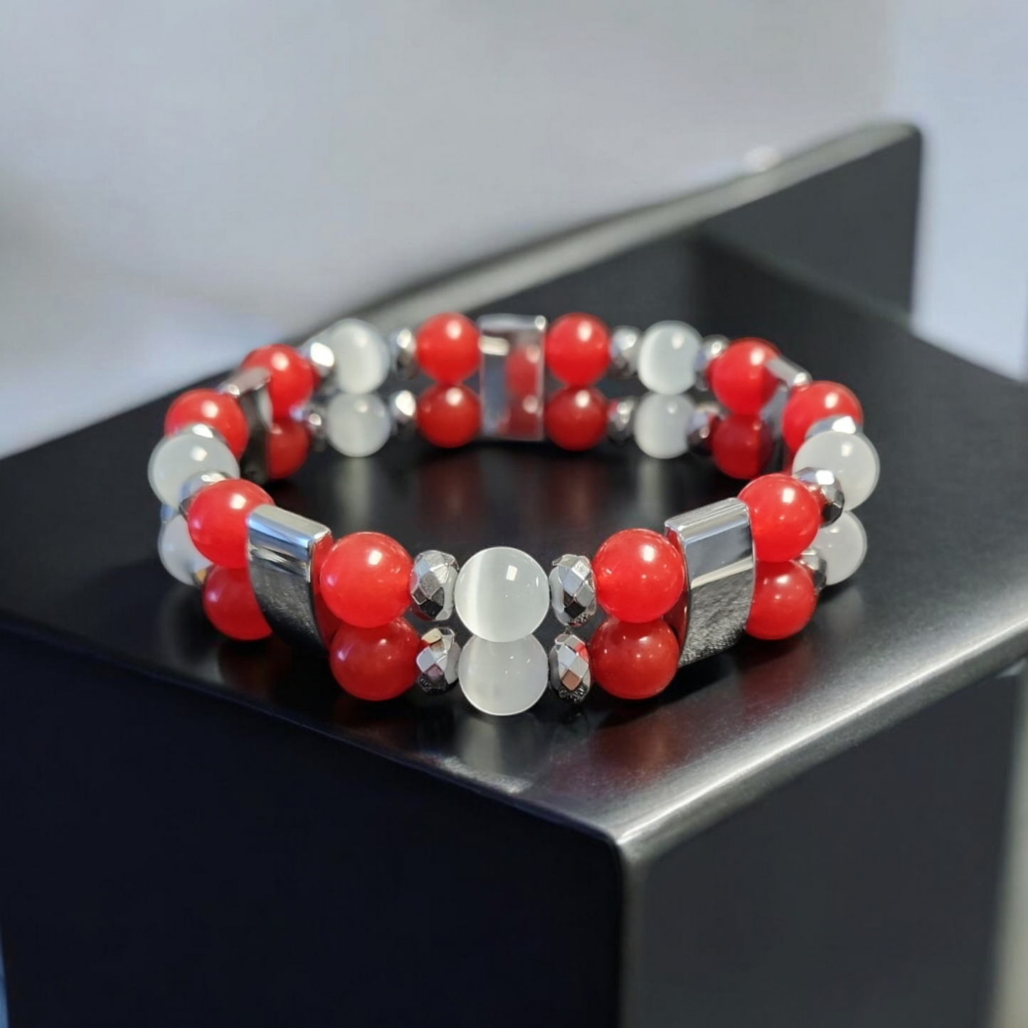 Red Jade Double Stack Bracelets