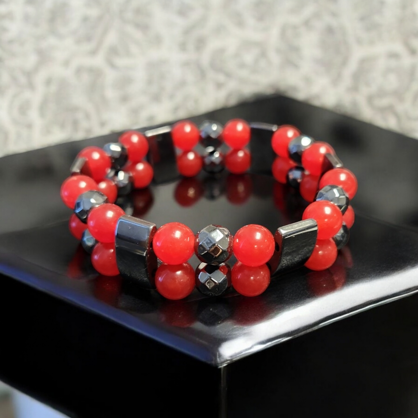 Red Jade Double Stack Bracelets
