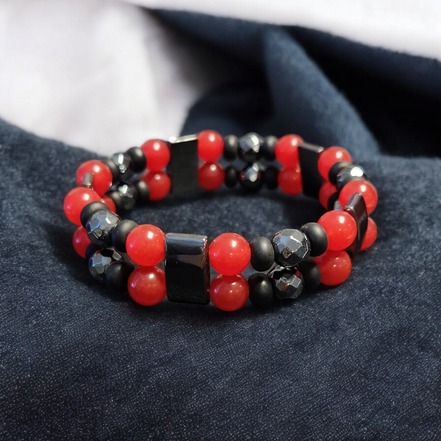 Red Jade Double Stack Bracelets
