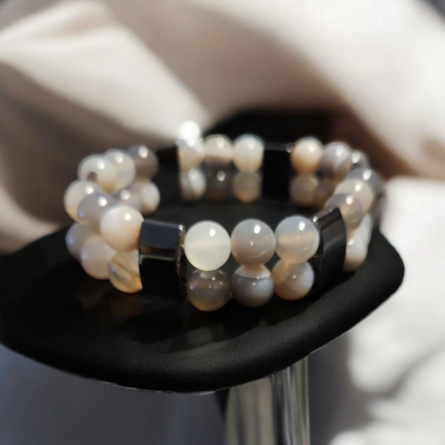 Gray Agate Double Stack Bracelet