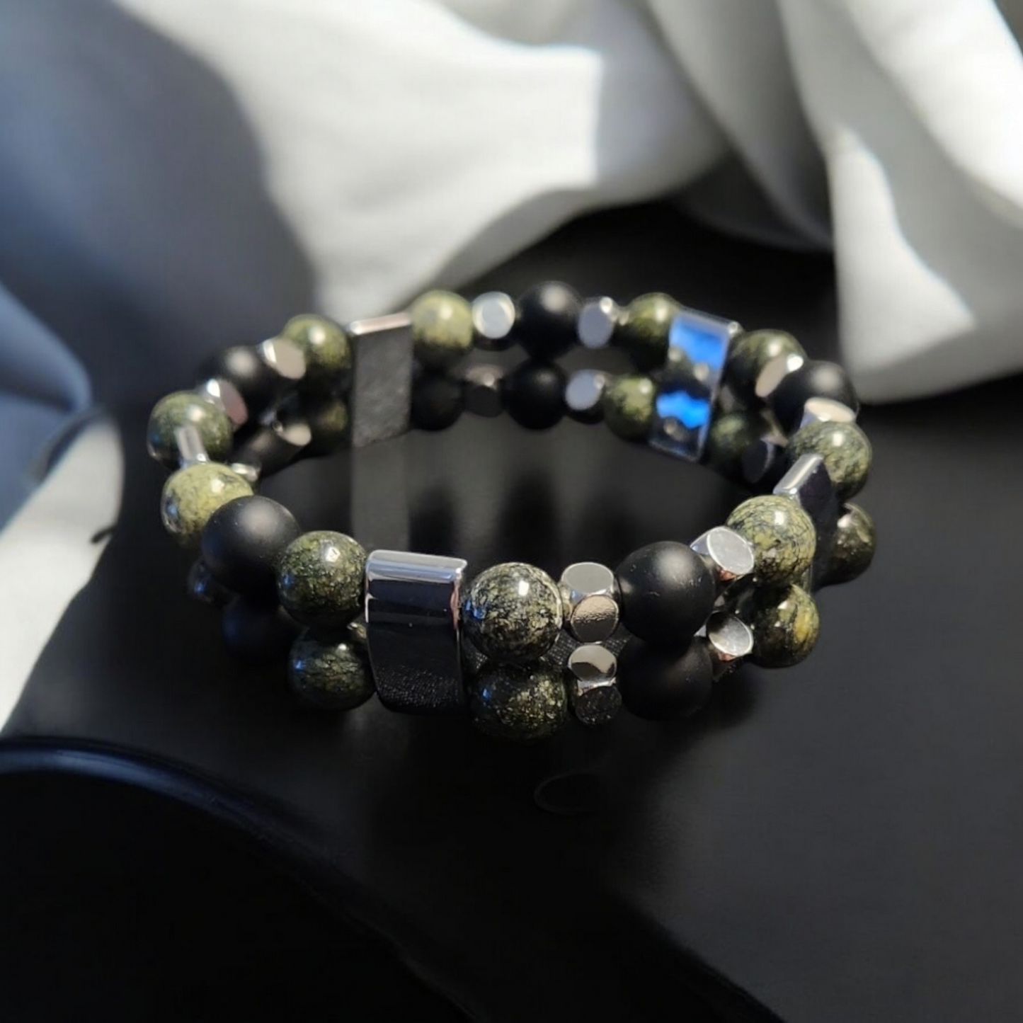 Green Serpentine Double Stack Bracelets