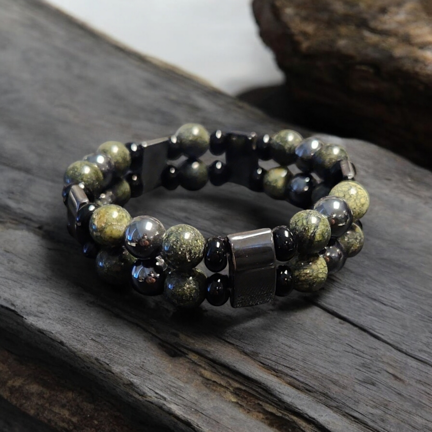 Green Serpentine Double Stack Bracelets