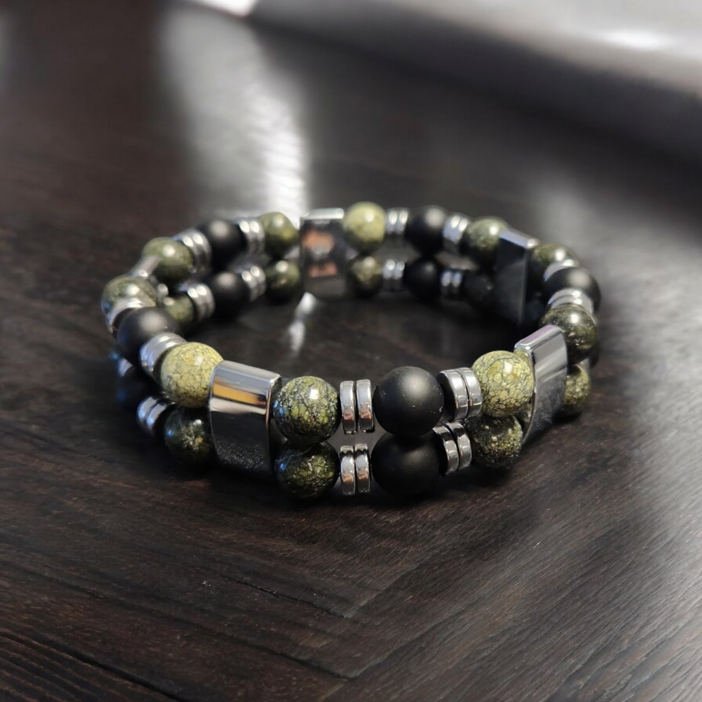 Green Serpentine Double Stack Bracelets