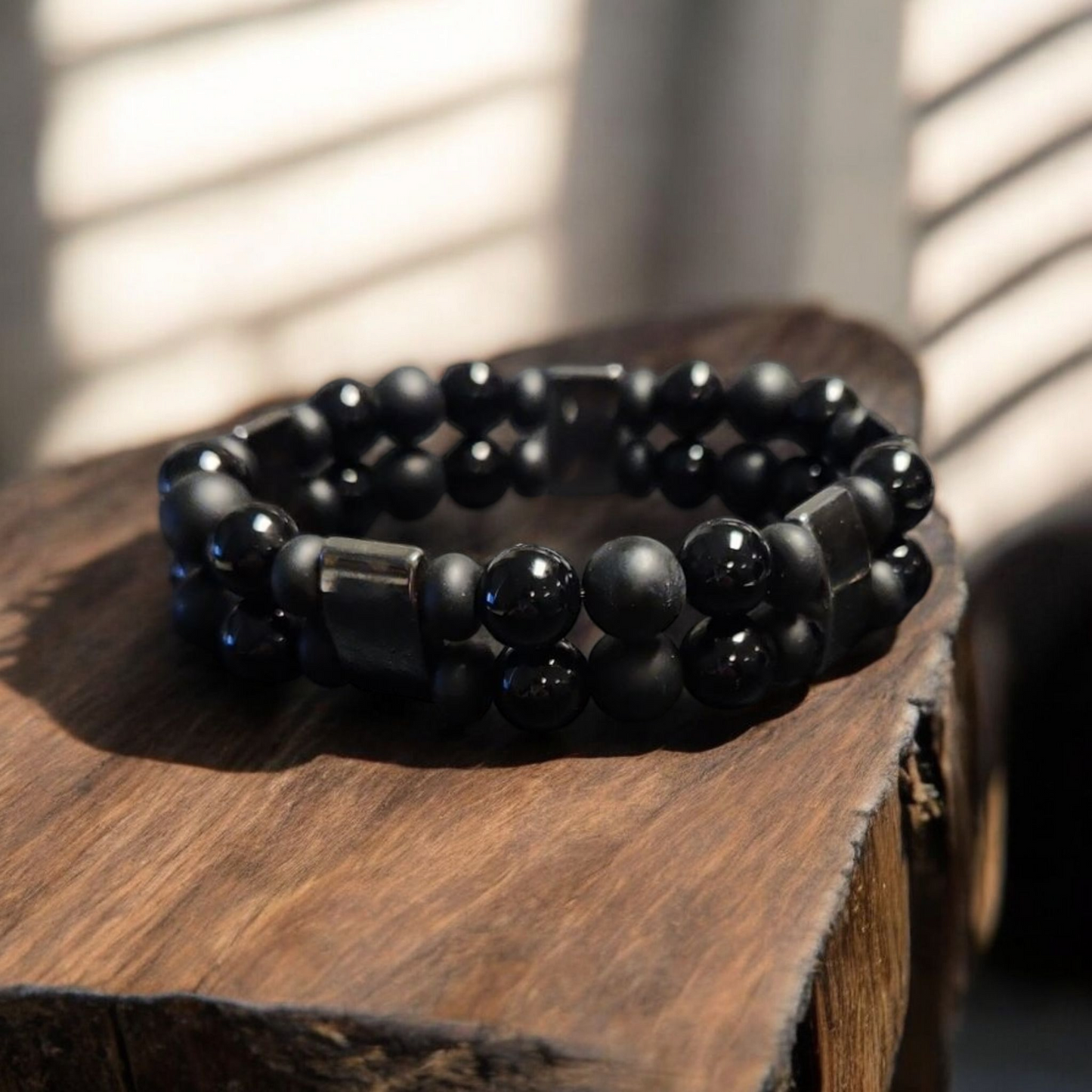 Brilliant Onyx Double Stack Bracelet