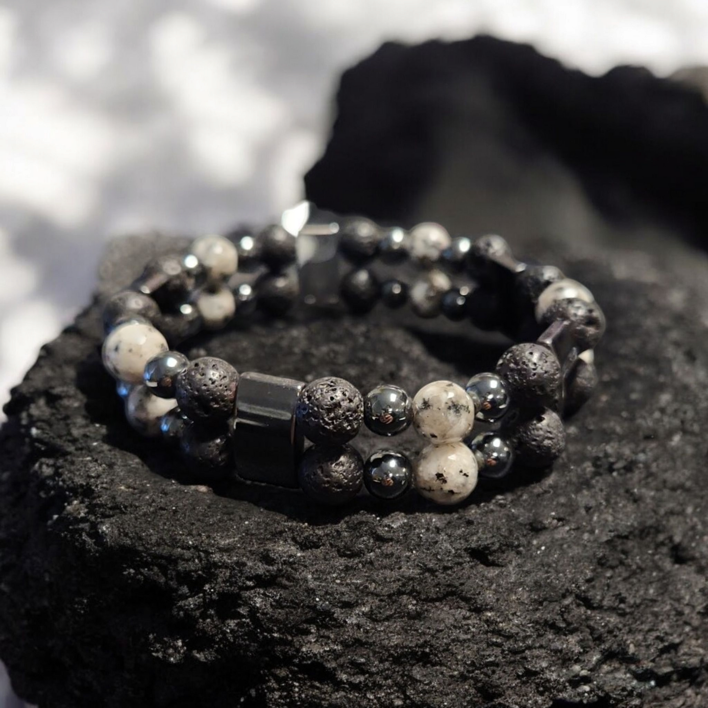 Sesame Jasper Double Stack Bracelet