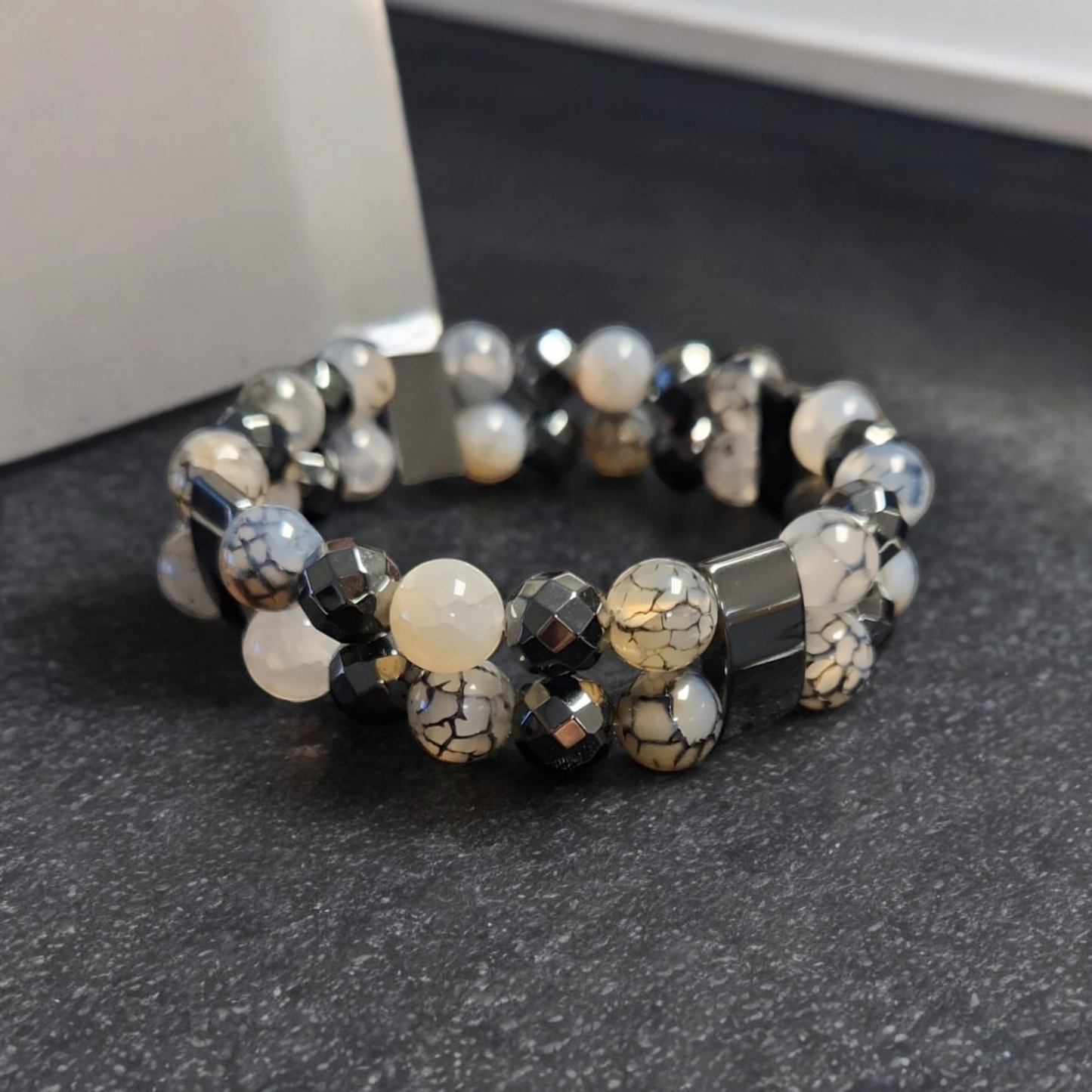 Dragon's Vein Agate Double Stack Bracelet