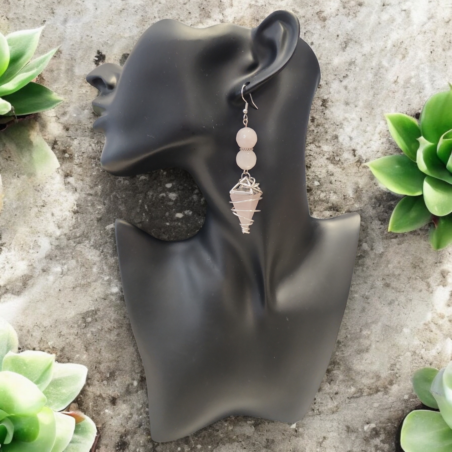 "ON POINTE" Silver tone drop earrings