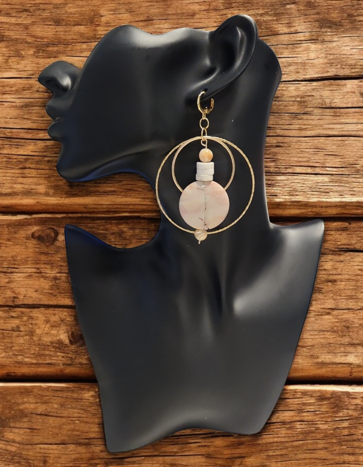 Divine Pink Jasper Ring Earrings