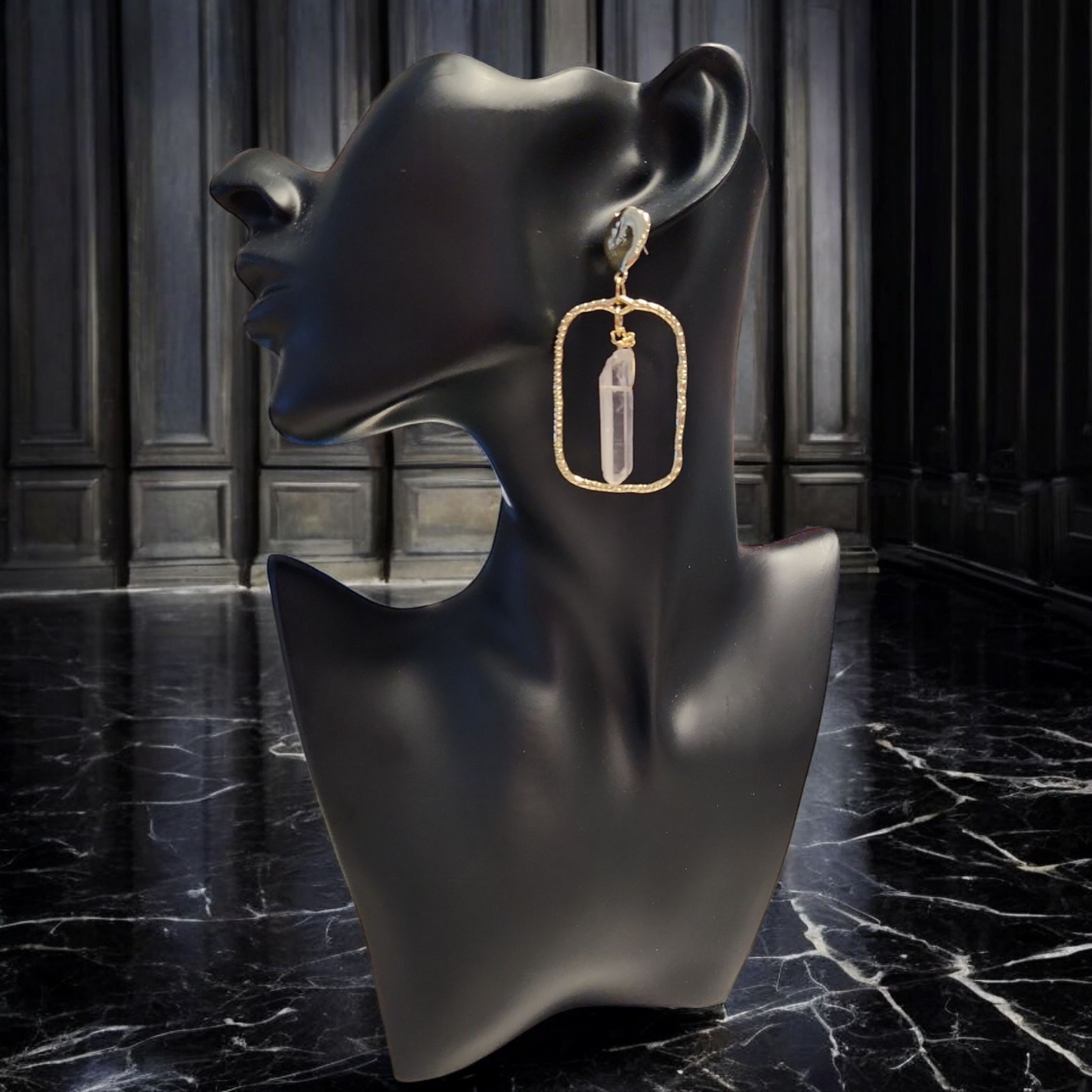 Framed in Clear Quartz earrings