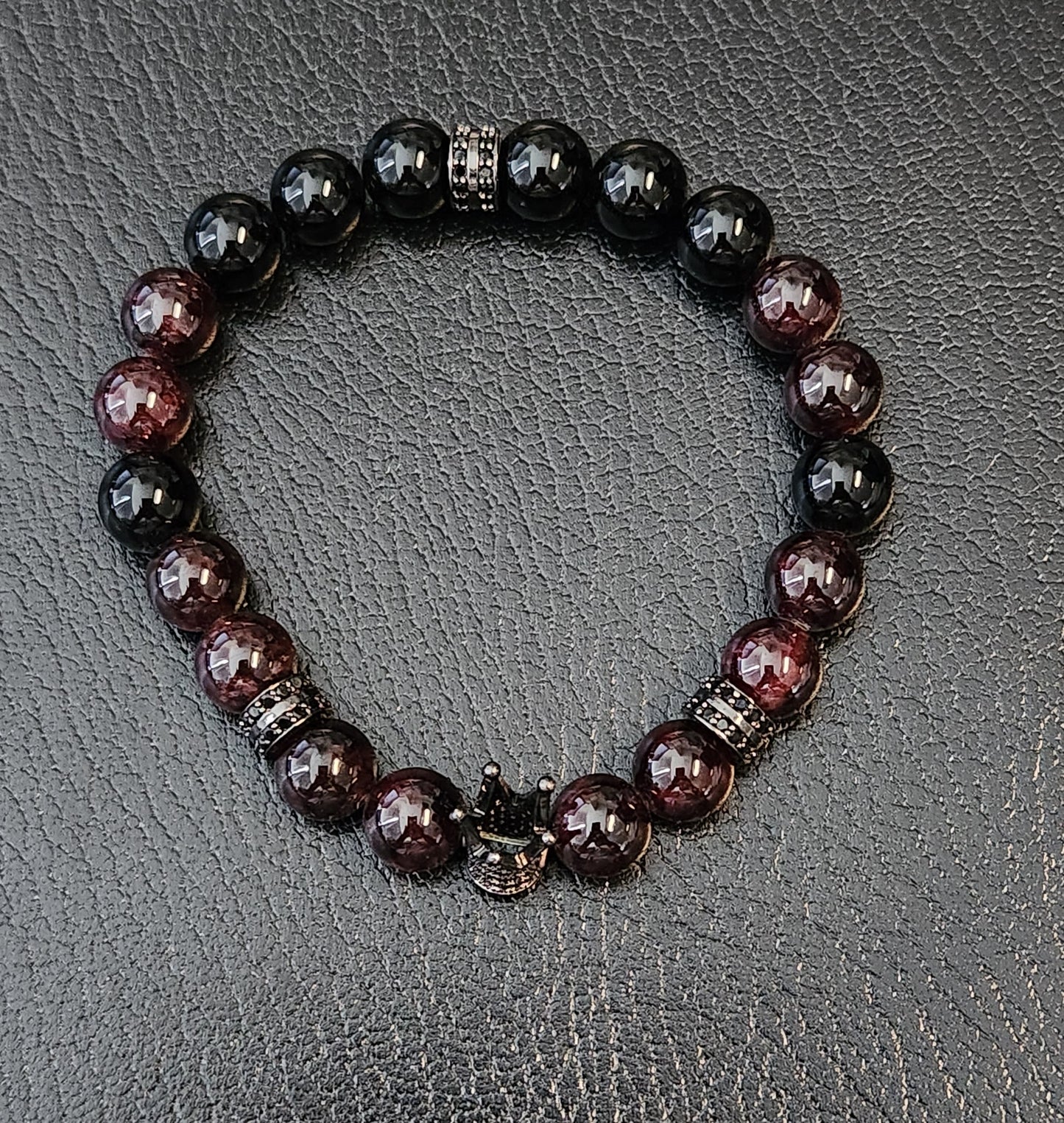 Garnet and Onyx "I AM" King Bracelet