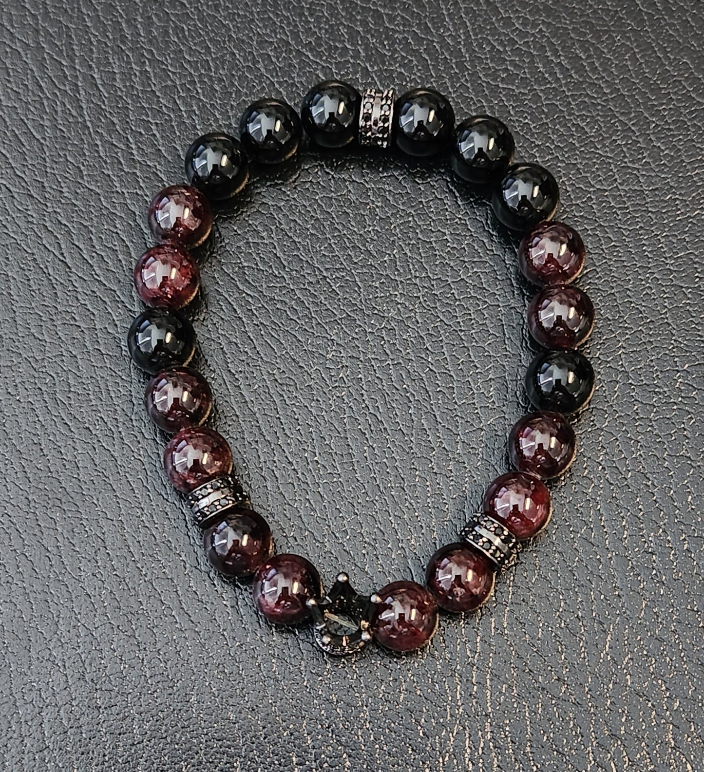 Garnet and Onyx "I AM" King Bracelet