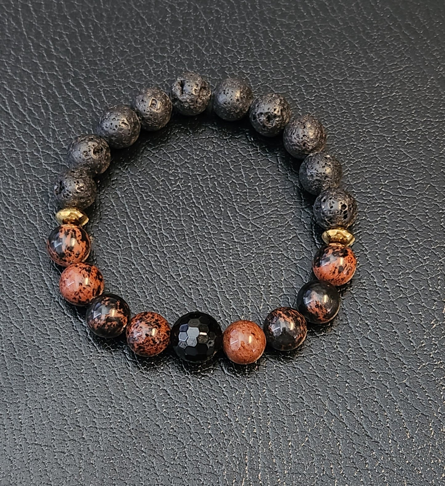 Lava Stone Bracelets with accent crystals