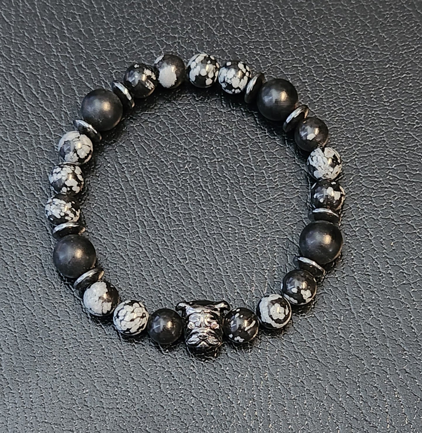 Snowflake Obsidian & Matte Onyx Bracelets