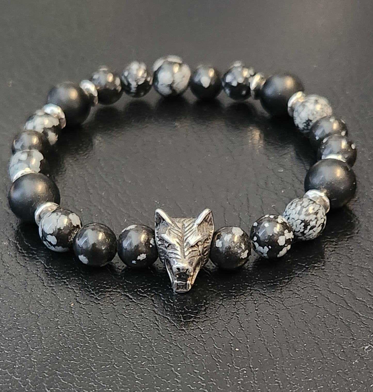 Snowflake Obsidian & Matte Onyx Bracelets