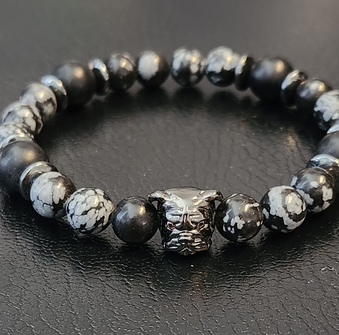 Snowflake Obsidian & Matte Onyx Bracelets