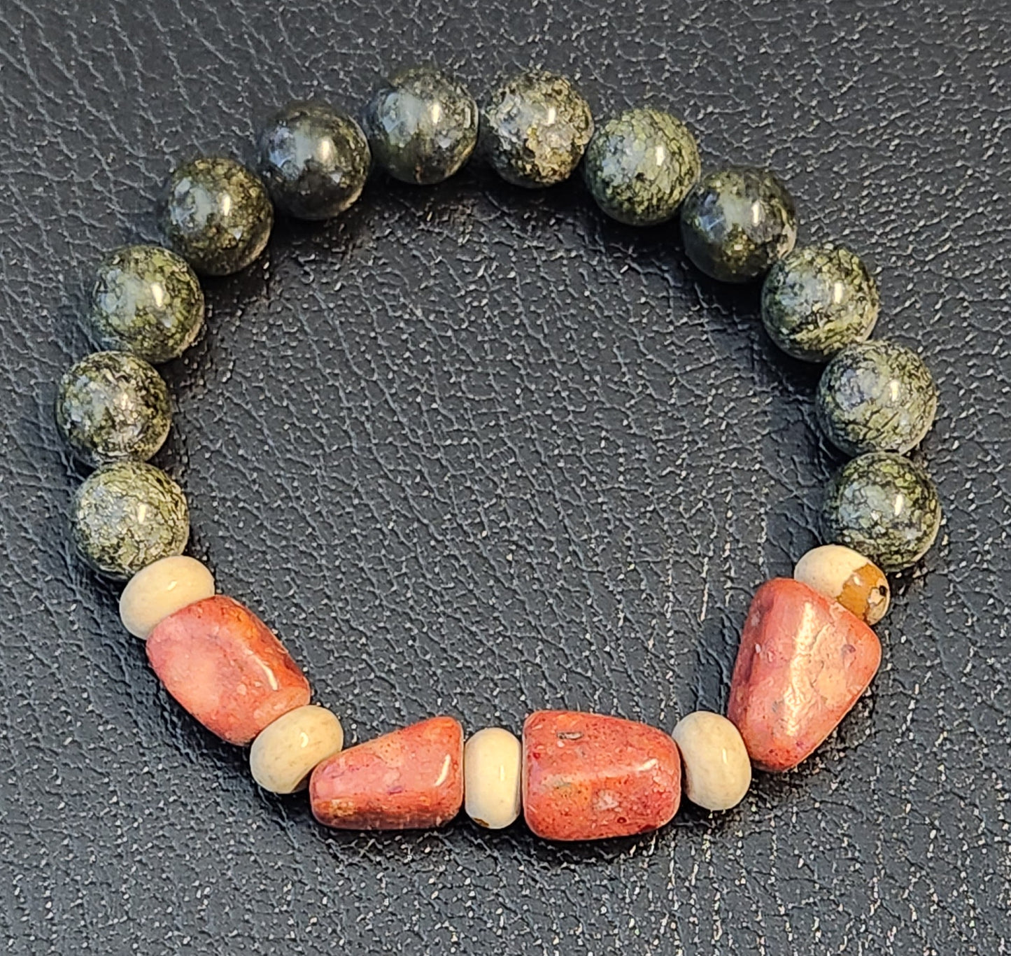 Serpentine & Red Jasper Bracelet