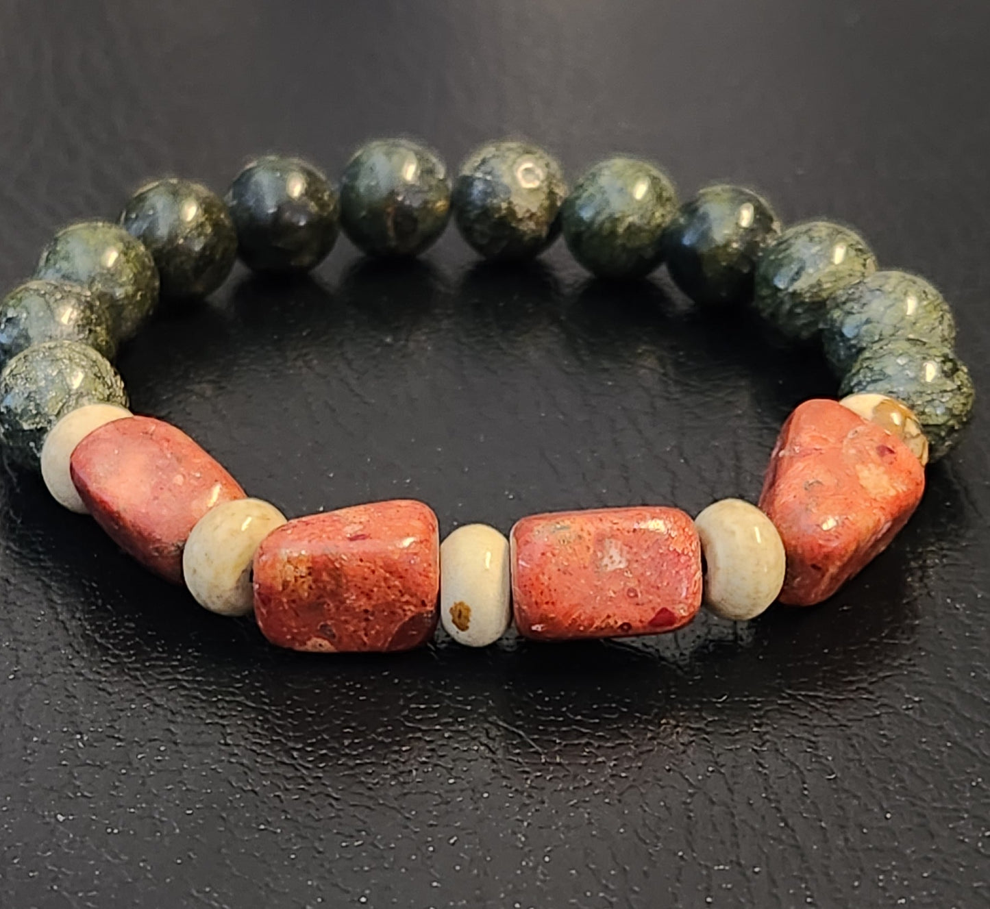 Serpentine & Red Jasper Bracelet