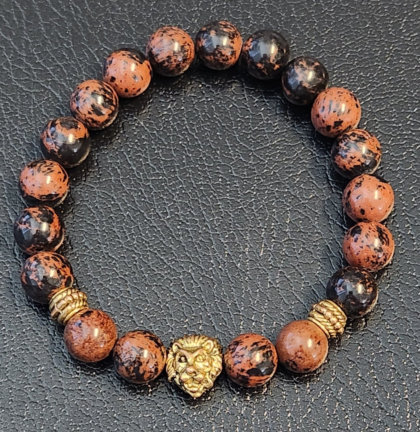 Mahagony Obsidian Lion's Head bracelet