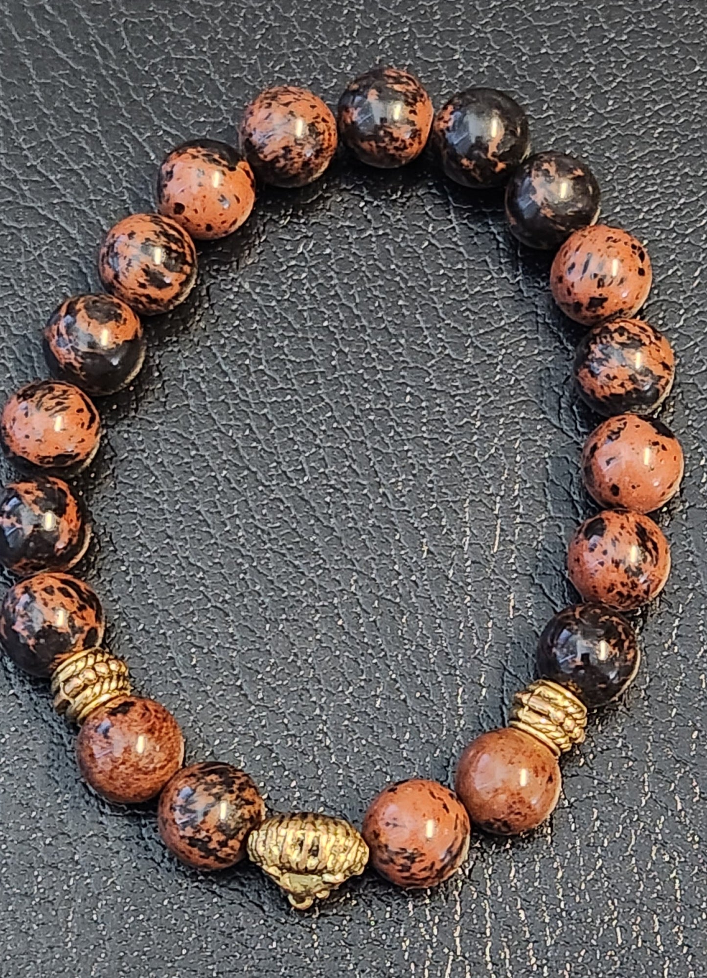 Mahagony Obsidian Lion's Head bracelet