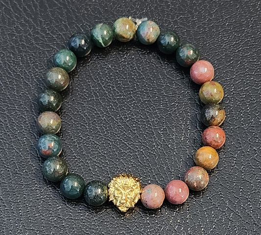 Bloodstone Lion's Head Bracelet