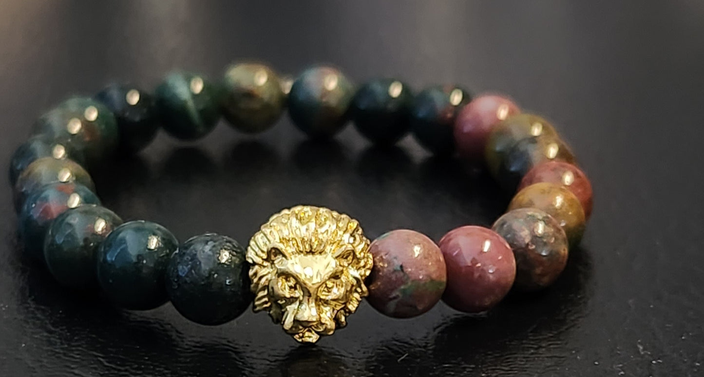 Bloodstone Lion's Head Bracelet