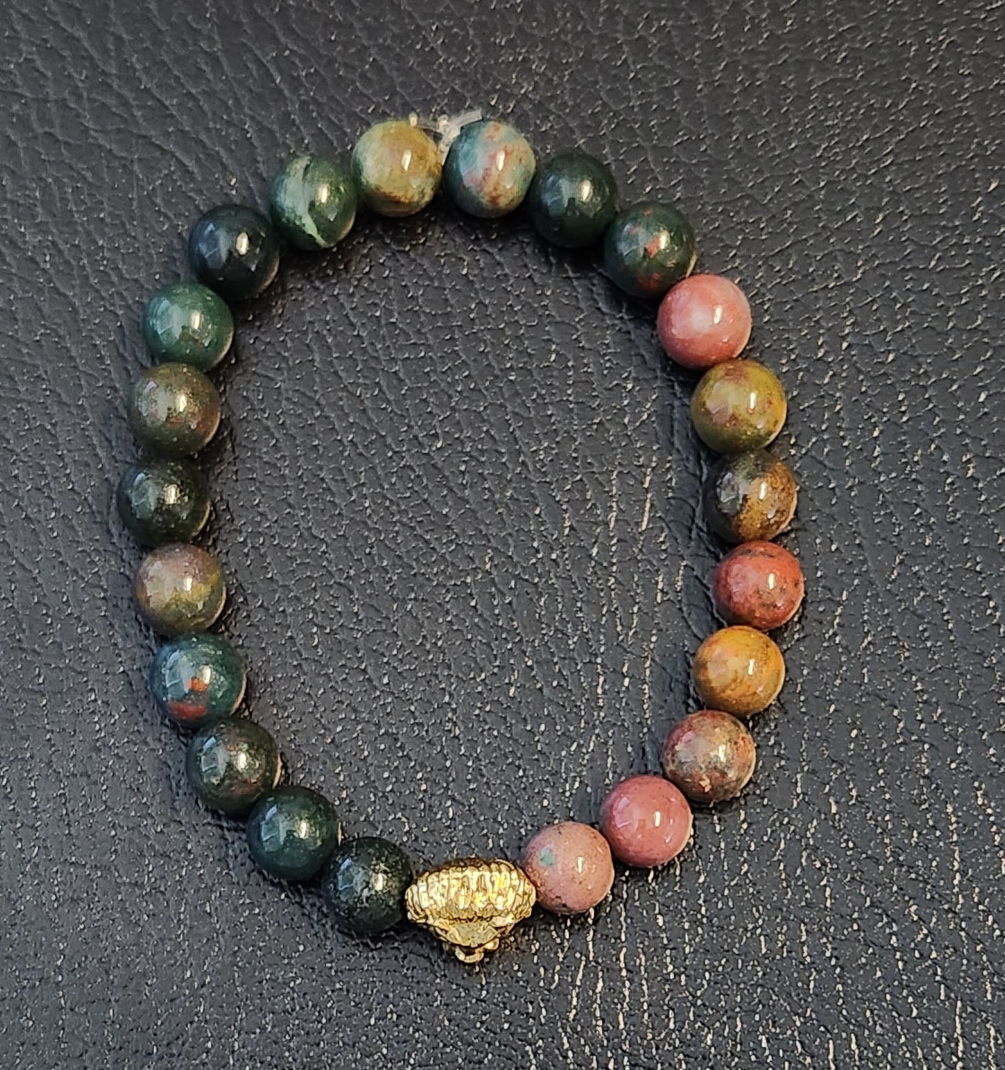 Bloodstone Lion's Head Bracelet